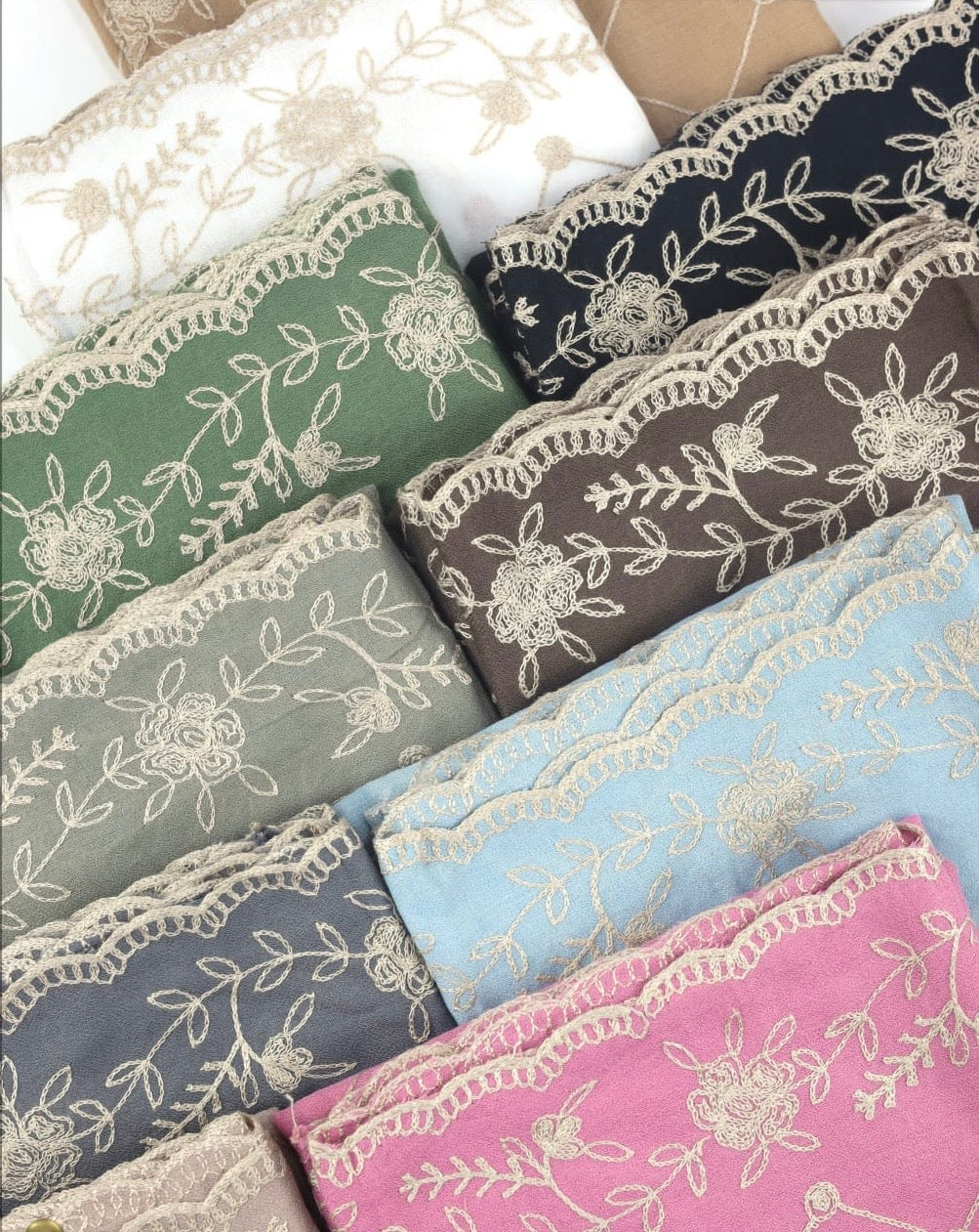 Embroidery Cotton Mix Hijab