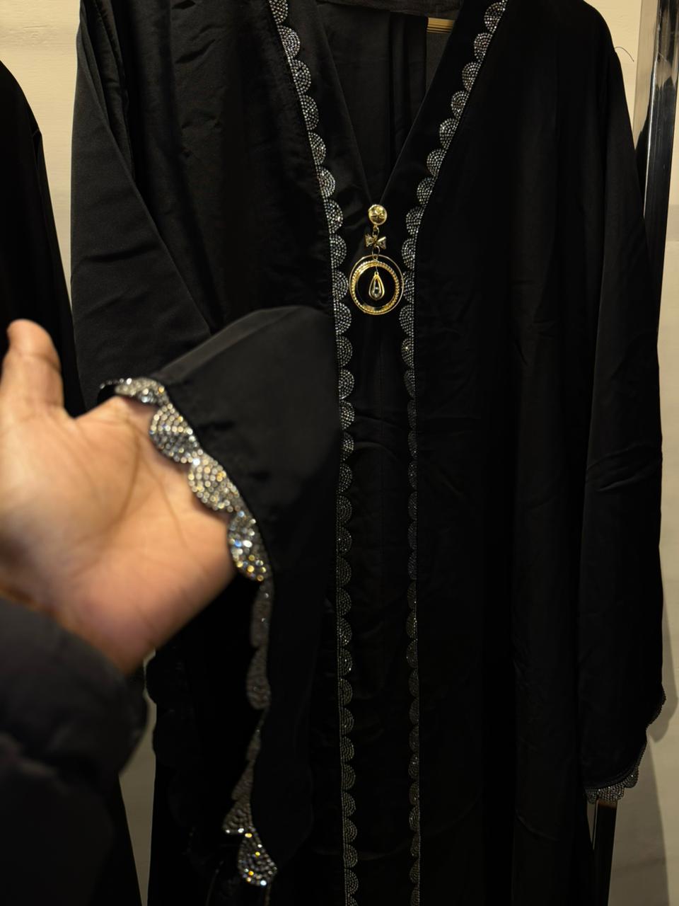 Z black Stone lace Abaya
